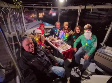 Holiday boat cruise guests