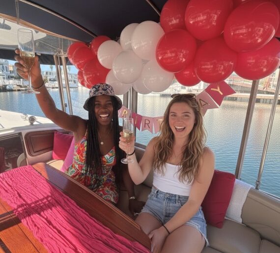 Two ladies champagne celebration