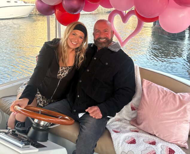 Couple with hearts blanket