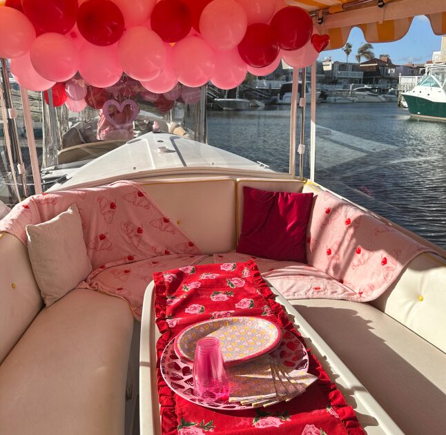Valentine red tablecloth interior