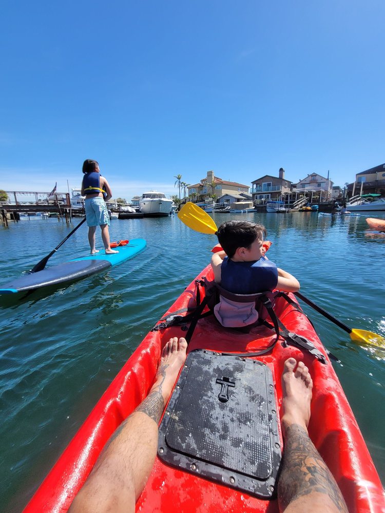 Family kayaking together